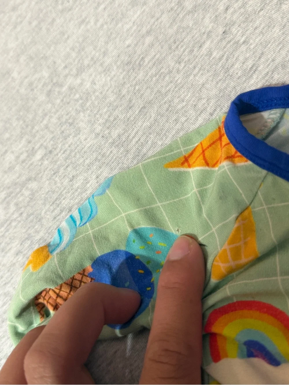 Little Sleepies Mint Ice Cream & Rainbow Footie with Blue Trim